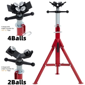 Pipe Jack Stand 2500LBs 24-52'' Adjustable 2/4-Ball V-Head Folding Legs welding - Picture 1 of 18