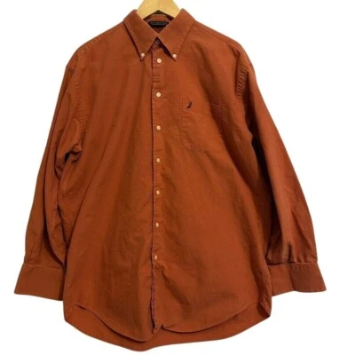 Camisa Oxford Hombre Nautica Vintage Talla 17 Naranja Manga Larga Foto 1 de 4