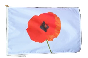 Remembrance Day Poppy Flag With Rope and Toggle - Various Sizes - Picture 1 of 7