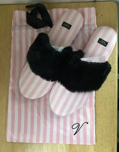 VICTORIAS SECRET SIGNATURE SATIN SLIPPERS WITH DUST BAG, size M(7-8) - Picture 1 of 9