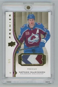 2020-21 UD Premier Premium LOGO Patch Nathan MacKinnon 5/5 Colorado Avalanche - Picture 1 of 2