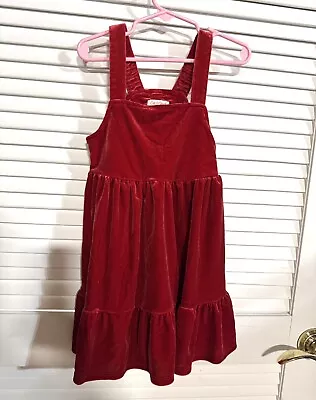 Vestido Cat & Jack Rojo Terciopelo Aplastado Sin Mangas Niñas Talla 5T Usado en Excelente Condición Foto 1 de 4