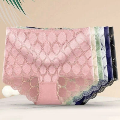4 PIEZAS Mujeres Malla Malla Calzoncillos de Encaje Calzoncillos Cintura Media Calzoncillos Femeninos Foto 1 de 4