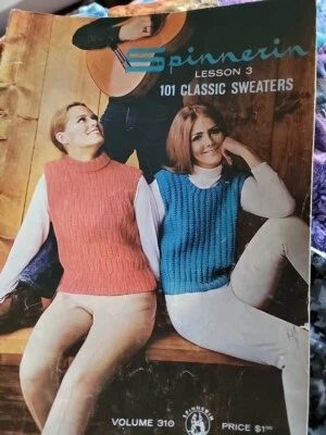 Spinnerin 101 Classic Sweaters #310 Knitting Book Lesson 3 Vtg 1966 - Image 1 of 4