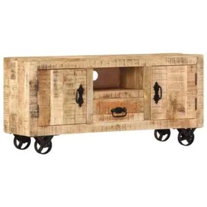 vidaXL TV Cabinet Rough Mango Wood 110x30x50 cm - Picture 1 of 11