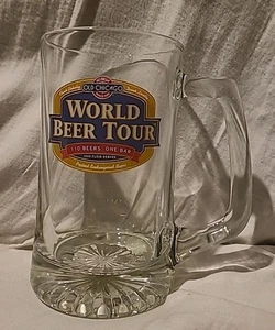 ALTE CHICAGO BAR Sammlerstück "World Beer Tour" groß mit schwerem Sockel Glas Bierkrug - Bild 1 von 7