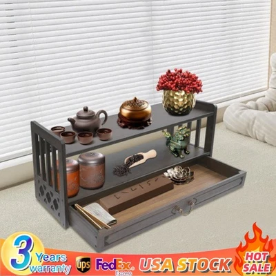 Vintage Console Table Wooden Altar Table W/Drawer Altar Meditation Storage Table - Image 1 of 4