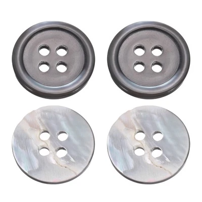 4Pcs Natural Shell Buttons,18mm 4 Holes Pearl Button,Grey - Image 1 of 4