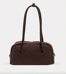 Schokoladenbraun Wildleder Bowling Schulter Handtasche Handtasche Y2K leise Luxus trendy neu - Bild 1 von 8