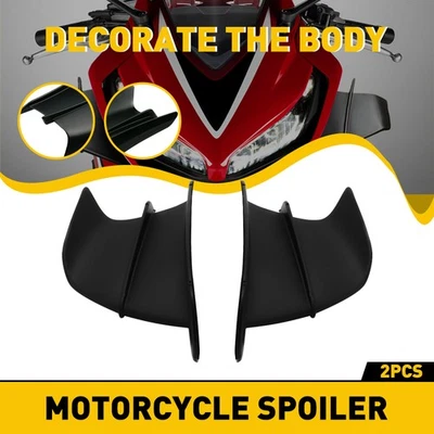 Black Plastic Side Winglets Air Deflector Wing Kit Spoiler Motorcycle Universal Foto 1 de 4