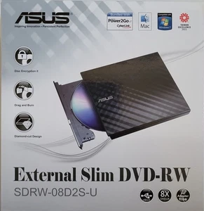 ASUS SDRW-08D2S-U External Slim 8X DVD-RW Optical Drive NEW in Open Box - Picture 1 of 5