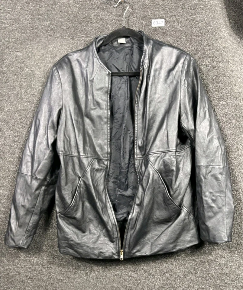 Chaqueta de motociclista Jessica Holbrook de cuero genuino para mujer talla L negra cremallera completa *LEER Foto 1 de 4