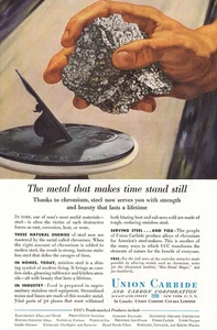 1954 Union Carbide: Chromium Metal Makes Time Stand Still Vintage Print Ad - Picture 1 of 1