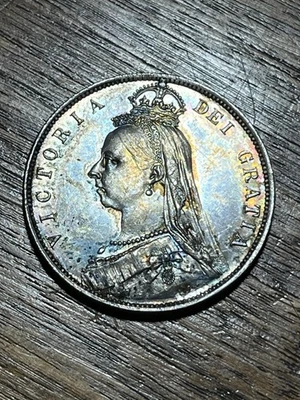 1888 British Florin 2s - Beautiful Toning! - AU-BU Detail! - Ships Free! - Image 1 of 4