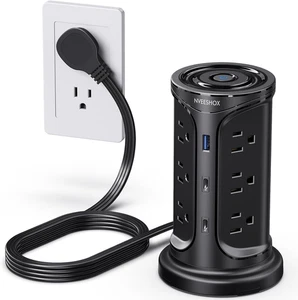 Tower Surge Protector Power Strip with 12AC Outlets 3 USB Ports 2 Type C 6.5 FT  - Picture 1 of 7