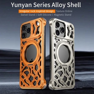 Magnetic Metal Frameless Shockproof Stand Phone Case For iPhone 17 16 15 Pro Max - Picture 1 of 20