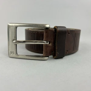 Calvin Klein braun Leder Distressed Cutout Gürtel Größe 95/38 44" lange Länge - Bild 1 von 18