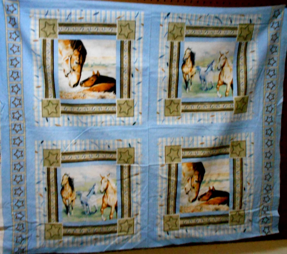 1 yard Mare and Colt Horse Pillow Panel Fabric - Image 1 of 1