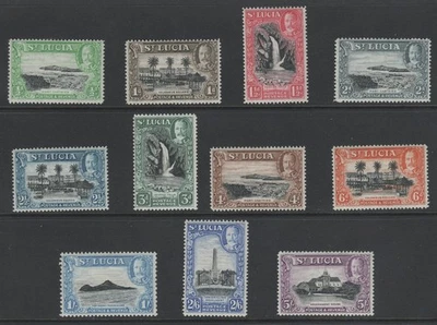 Santa Lucía 1936 KGV Sc 95-105 LH / NH (2/6, 5/-) F/VF CV $83+ Foto 1 de 2