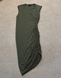 Veronica Beard Dress Sz M Green Brompton Stretch Side Ruching Asymmetrical Midi - Picture 1 of 8