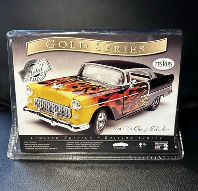 Limited Edition Testors Gold Series 1/24 BLACK FLAMES 55 Chevy Bel Air Model Kit - Image 1 of 3