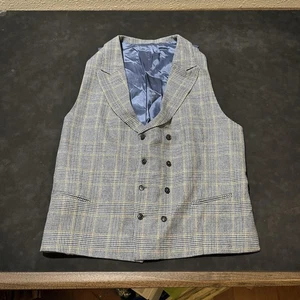 Walker Slater Francis Waistcoat Mens 42 Plaid Wool Cashmere Double Breasted Vest - Picture 1 of 9