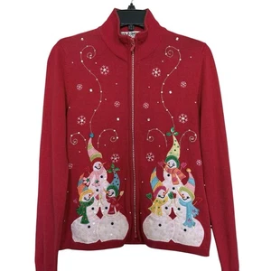 Jack B. Quick Petites Damen Gr. PP Schneemann Pullover Weihnachten rot - Bild 1 von 7