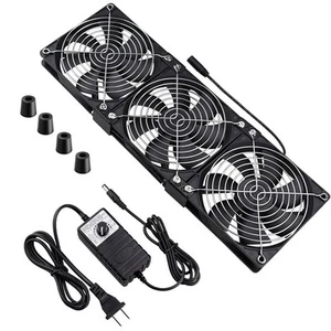 Wathai Ventilateur Ordinateur Double Boule 3 x 120mm avec Prise AC DC 12V Grand Ventilateurs à Flux d'Air... - Photo 1/6