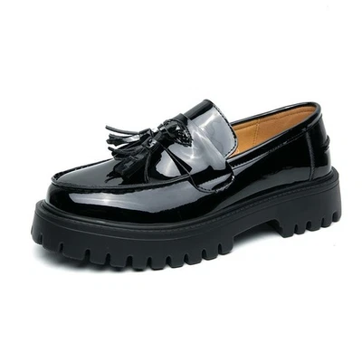 Men's Casual Slip On Loafers - Chunky Sole Tassel Business  Dress Shoes - Image 1 of 4