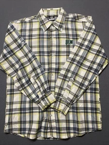 Camisa Phat Farm Niños XL Manga Larga Cuadros Abotonada Gris Amarillo Espalda GRÁFICO - Imagen 1 de 8