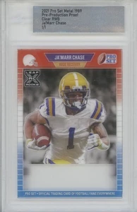 2021 Pro Set Metal Clear Red White Blue XRC Proof Ja`Marr Chase RC Rookie 1/1 - Picture 1 of 1