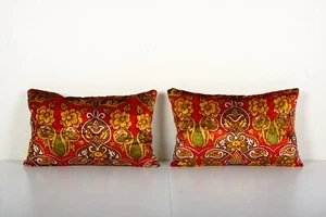 Bunte Samt Vintage Kissenbezug, zweier Set Boho Tribal türkische Kissenhülle - Bild 1 von 4