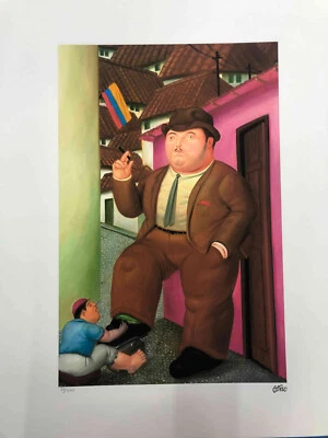 Fernando Botero Lithographie compenser cm 50x65 signature sur assiette avec - Photo 1/4