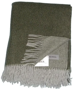 Sferra MATESE Wohndecke extra fein 100% Merinowolle Loden 50x70" Fransen Neu - Bild 1 von 5