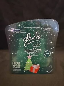 Glade Plug Ins Scented Oil Sparkling Spruce Pine 2 Refills Sealed New Christmas - Picture 1 of 8