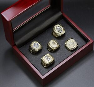 5 Pcs Dallas Cowboys Championship Ring with Display Box Gold Super Bowl Rings