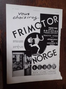 MARIE BRIZARD + Kühlschrank FRIMATOR NORGE Reklame Papier ILLUSTRATION 1935 - Bild 1 von 2