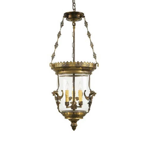 Vintage Brass Large Gothic Gargoyle Hanging Hall Light Fixture Cover