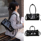 Long/ Short Handles Glossy Real Leather Tote Handbag Purse Fashion Shoulder Bag