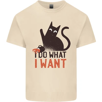 I Do What I Want Funny Cat Mens Cotton T-Shirt Tee Top - Image 1 of 4