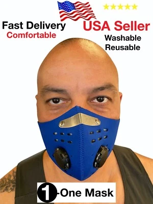 Activated Carbon Air Purifying Face Mask Cycling Reusable Filter Haze Valve - Image 1 of 4