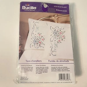 Bucilla Special Edition 2 Stamped Pillowcases Kit Bridal Bouquet #63326 His Hers - Picture 1 of 4