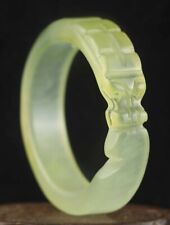 Chinese old natural jade hand-carved statue dragon ring pendant