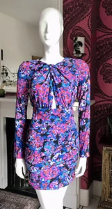 Neu mit Etikett Zara Kleid Blumenmuster Multi Viskose Minilänge mit Cut Out - Größe XS EU 34 - Bild 1 von 12