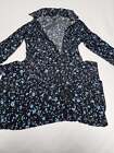 SOSANDAR Ditsy Floral Midi Shirt Dress Black/Blue Uk 8