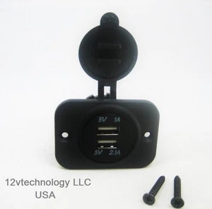 No LED Waterproof Dual USB Charger Socket 12 V Outlet Power Marine Motorcycle - Photo 1 sur 4