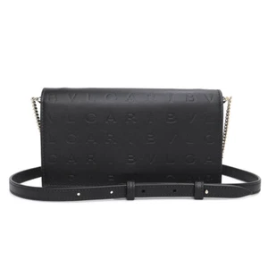 BVLGARI Logo Infinite Chain Wallet Shoulder Bag Calfskin, Black 291748 - Picture 1 of 10