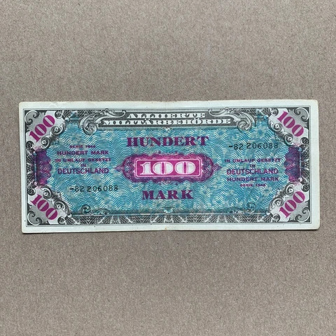 WW2 German 100 Mark 1944 Allied Occupation Currency Germany Banknote WWII WW2 Cover