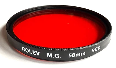 EXCELLENT ROLEV M.G. RED 58mm OPTICAL LENS FILTER MADE IN JAPAN - Image 1 of 3