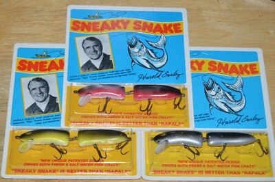 3 old ensley 5" sneaky snake lures assortment cabin decor better than rapala